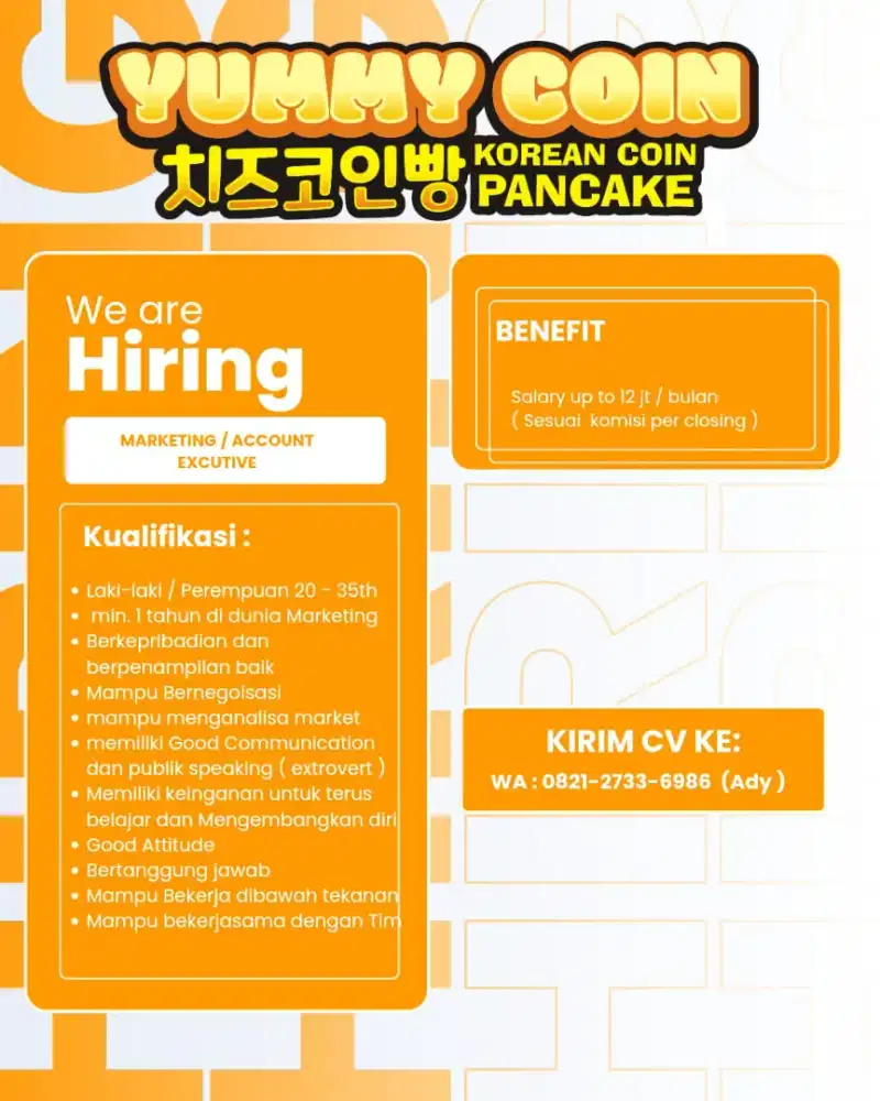 LOWONGAN MARKETING YUMMY COIN