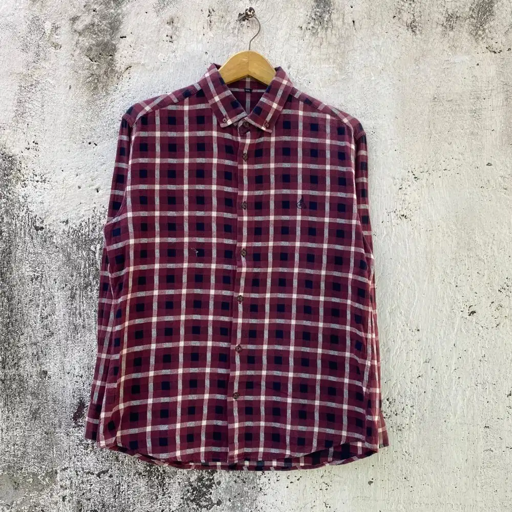 Flanel Bean Pole Sport - Size L - Baju Kemeja Flannel maroon