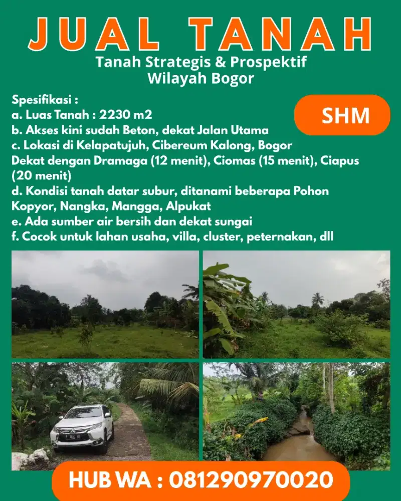 Jual tanah strategis dan prospek di Dramaga Bogor