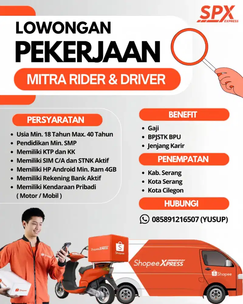 Lowongan Pekerjaan Rider & Driver