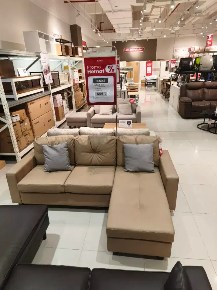 Sofa L 3 Seater Kulit Murah