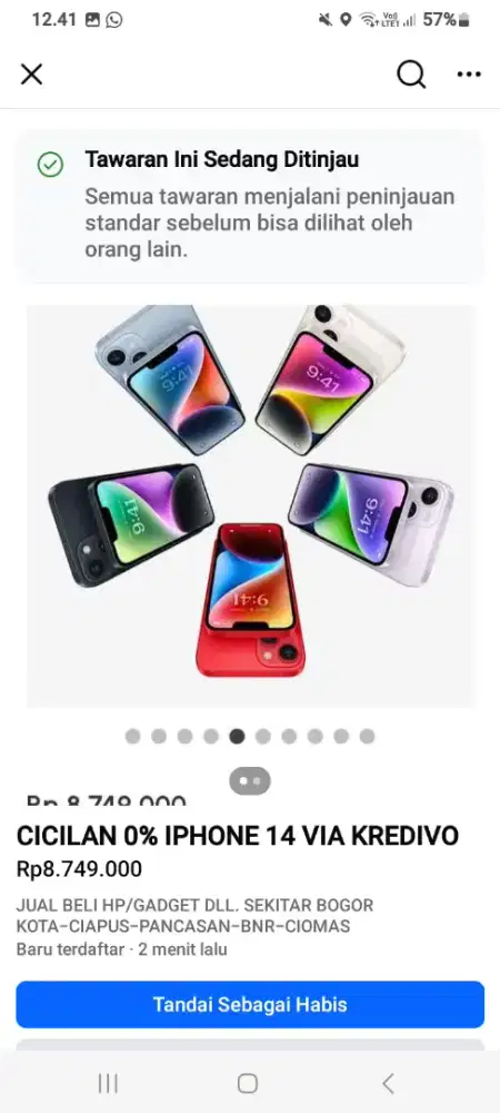 Cicilan 0% tanpa Dp via kredivo