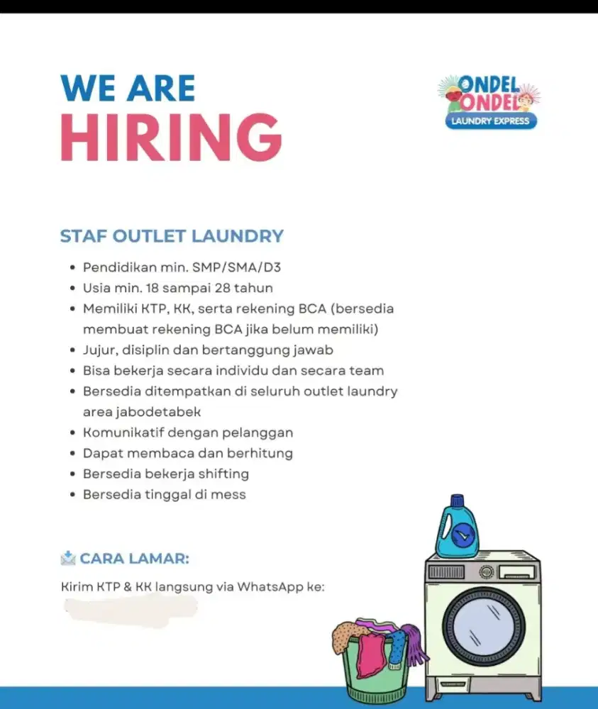 Dibutuhkan karyawan laundry
