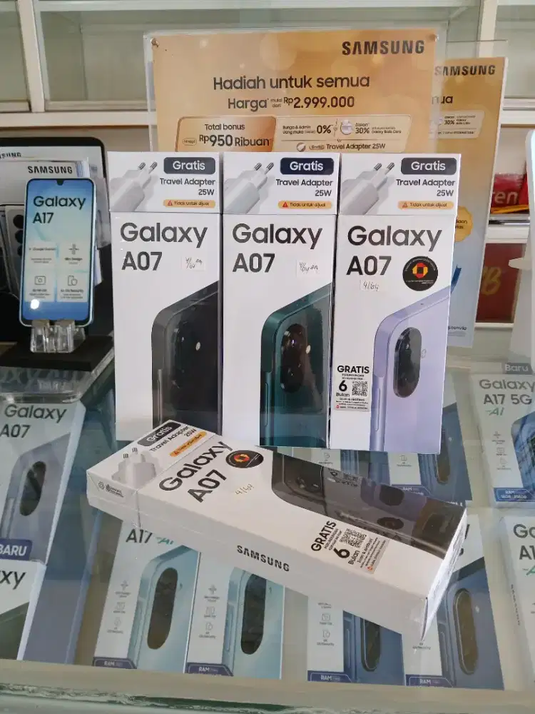 Samsung A07 4+4/64GB, HellioG99 50MP, Baru fresh segel Garansi resmi.