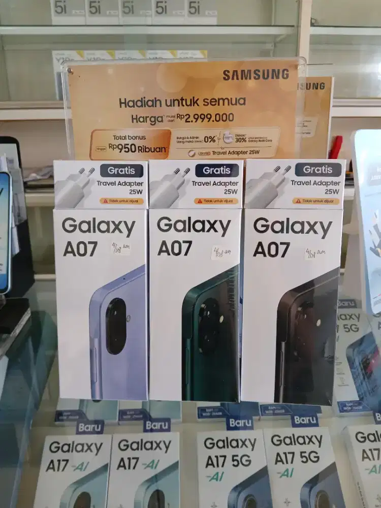 Samsung A07 4+4/128GB, HellioG99, 50MP Baru fresh segel Garansi resmi