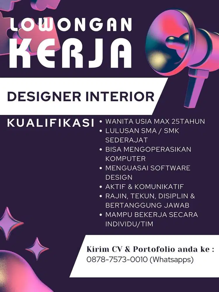 LOWONGAN PEKERJAAN DESIGN INTERIOR