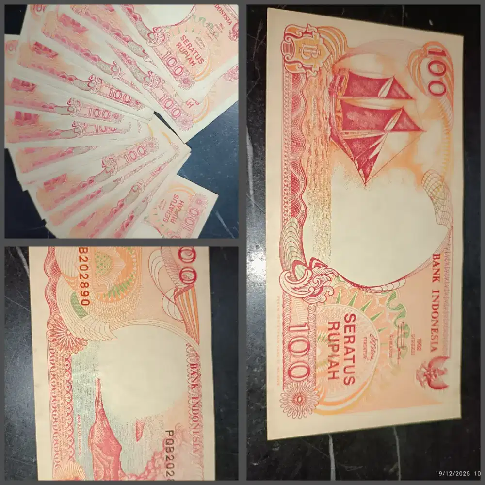 Uang kertas 100 rupiah perahu pinisi