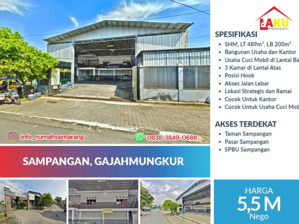 Lokasi Ramai! Gudang + Kantor HOOK Jl. Lamongan Raya Semarang