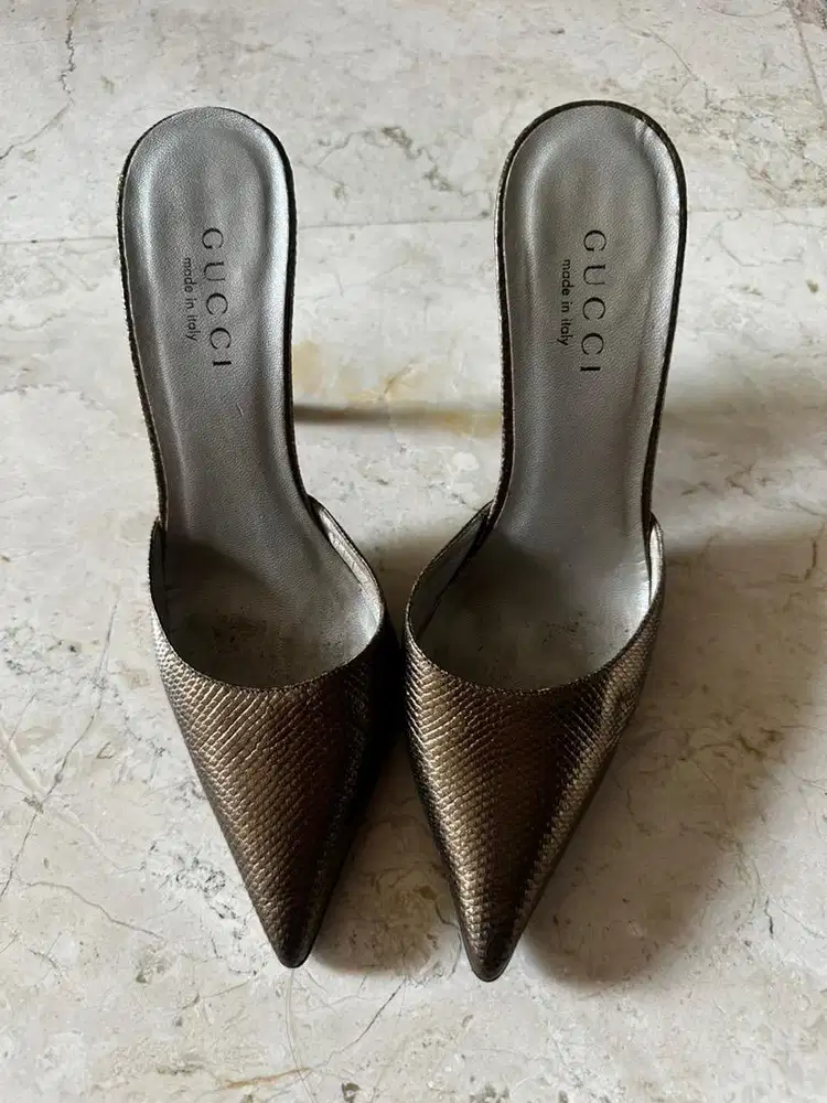 Gucci Python Embossed Mule Heels 2018