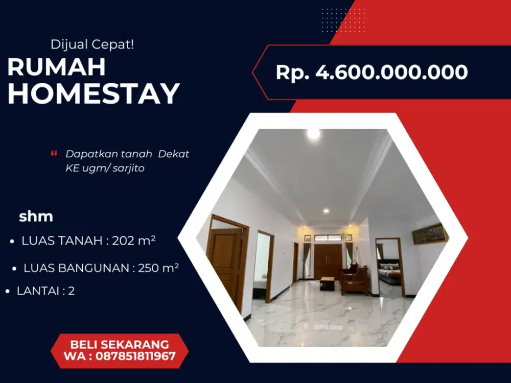 Dijual Rumah Homestay Kawasan Premium Sekitar Hotel Alana Yogyakarta