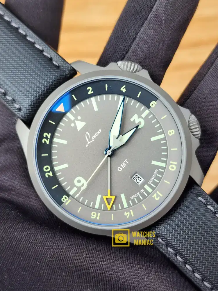 Jam Tangan Rare Original Laco Frankfurt GMT Automatic Germany Fullset