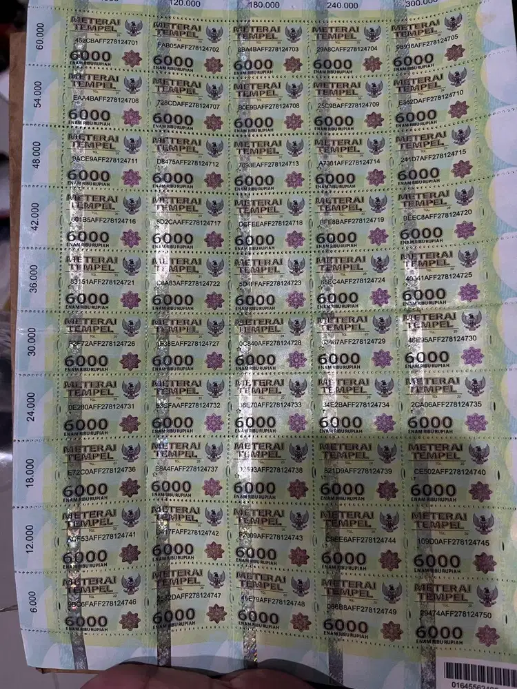 Materai Rp 6.000 PAKETAN tidak diecer