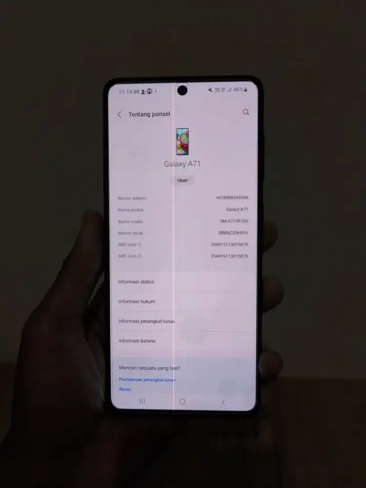 Samsung galaxy a71 ram 8/128gb minus garis