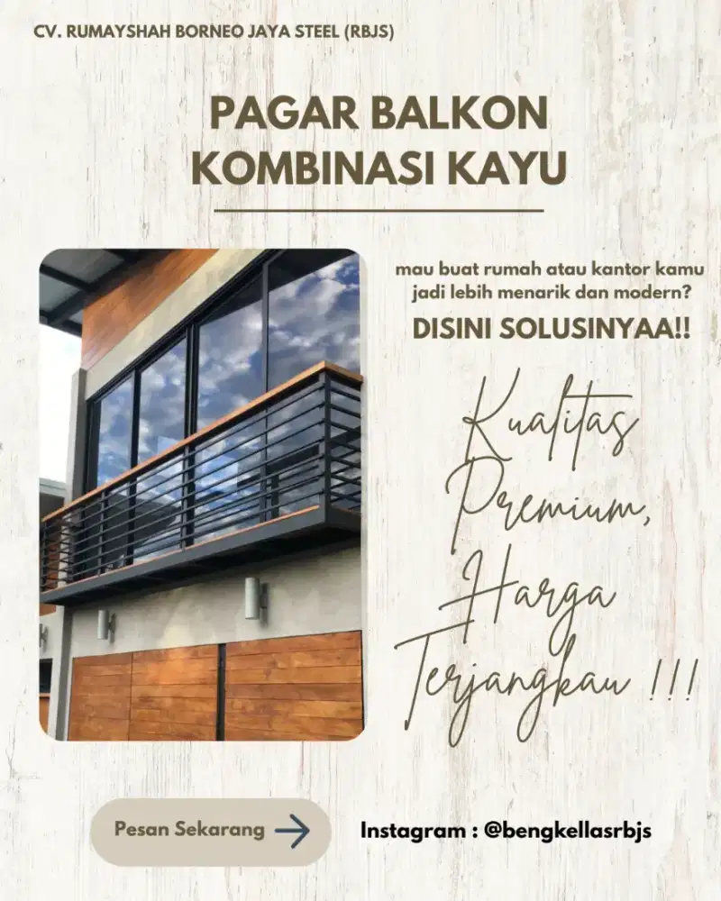PAGAR BALKON KOMBINASI KAYU