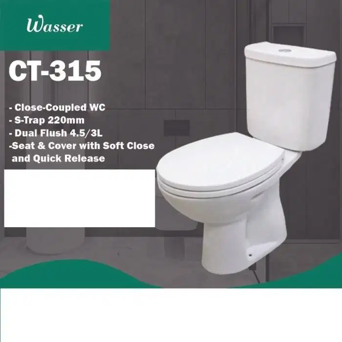 WASSER CLOSET DUDUK CT-315 RIMLESS FINEWASH+SOFT CLOSE