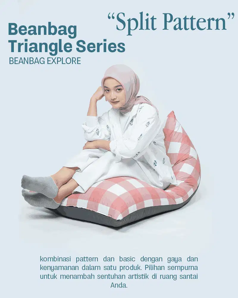 Bean Bag Triangle Motif Split Waterproof Termasuk Isi