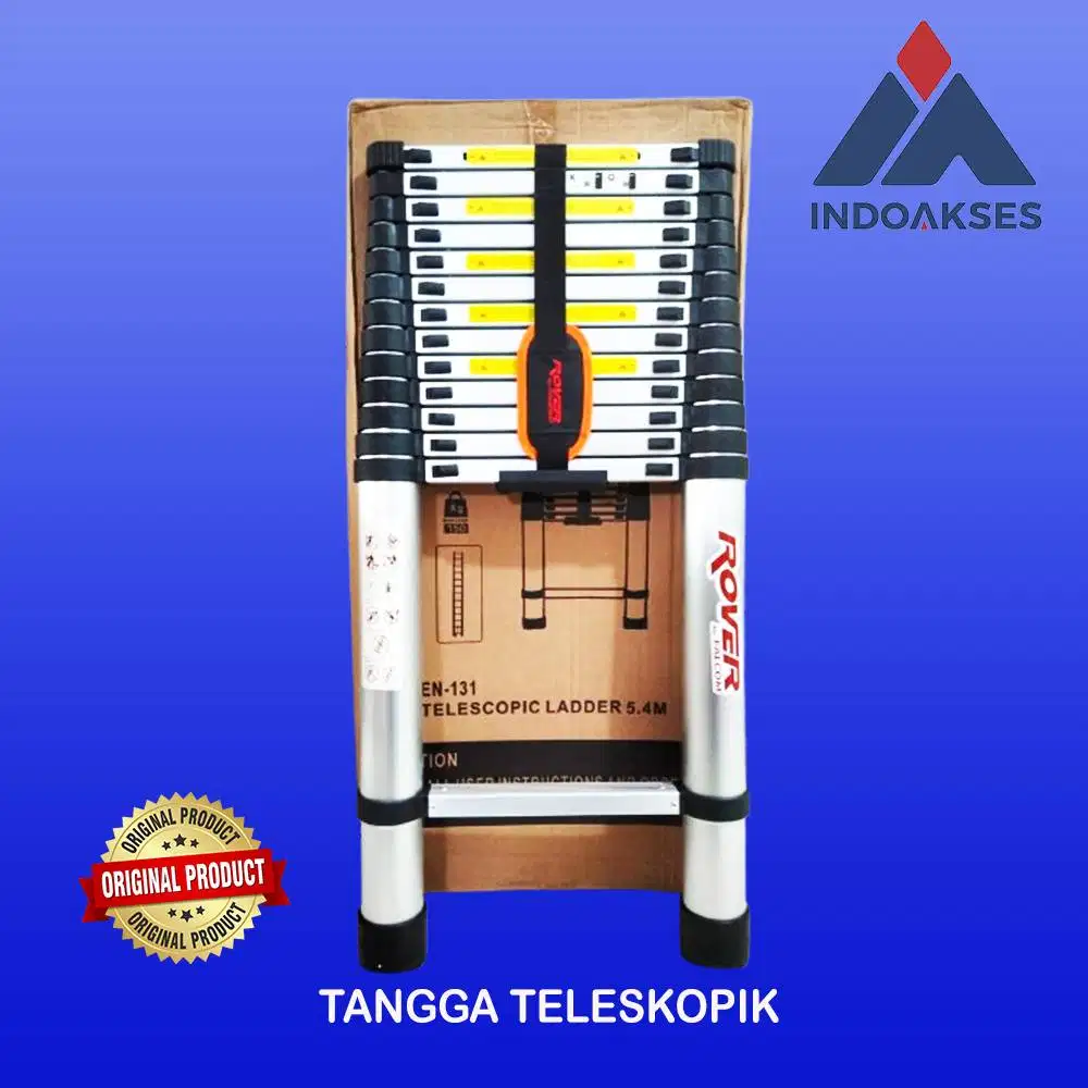 Tangga Teleskopik Aluminium 5,4 Meter Silver Edition