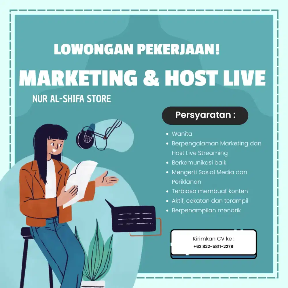 Lowongan kerja marketing dan host live streaming