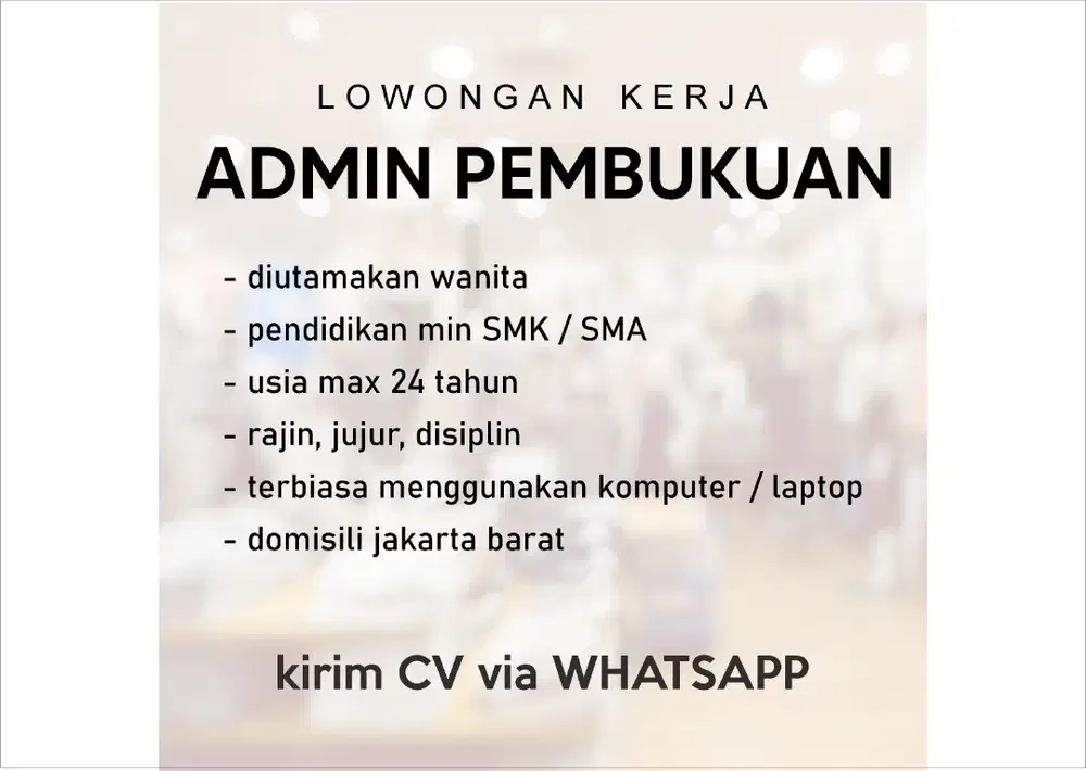 LOWONGAN ADMIN PEMBUKUAN