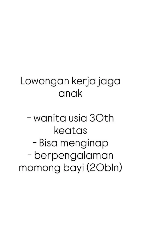 Lowongan kerja urus anak