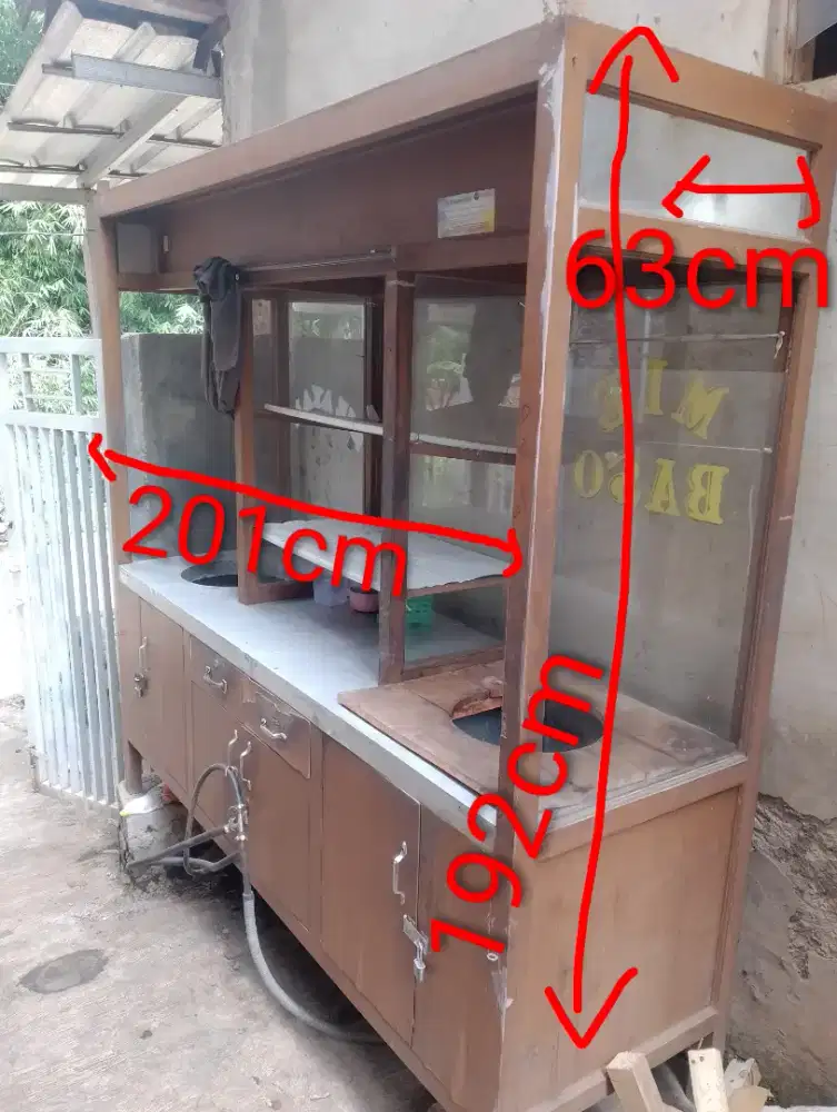 Gerobak untuk baso 2 tungku