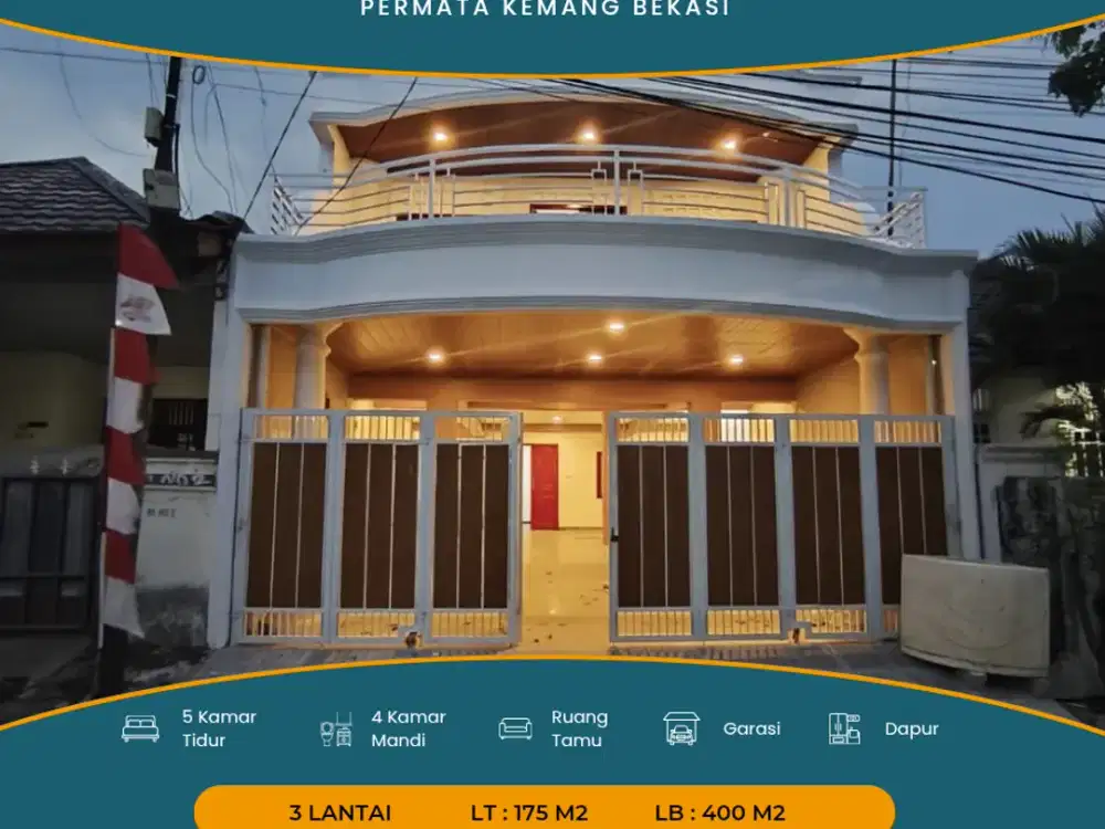 [3 Lantai] Rumah Full Renov LB 400 m2 (Dekat Kemang Pratama) Bekasi