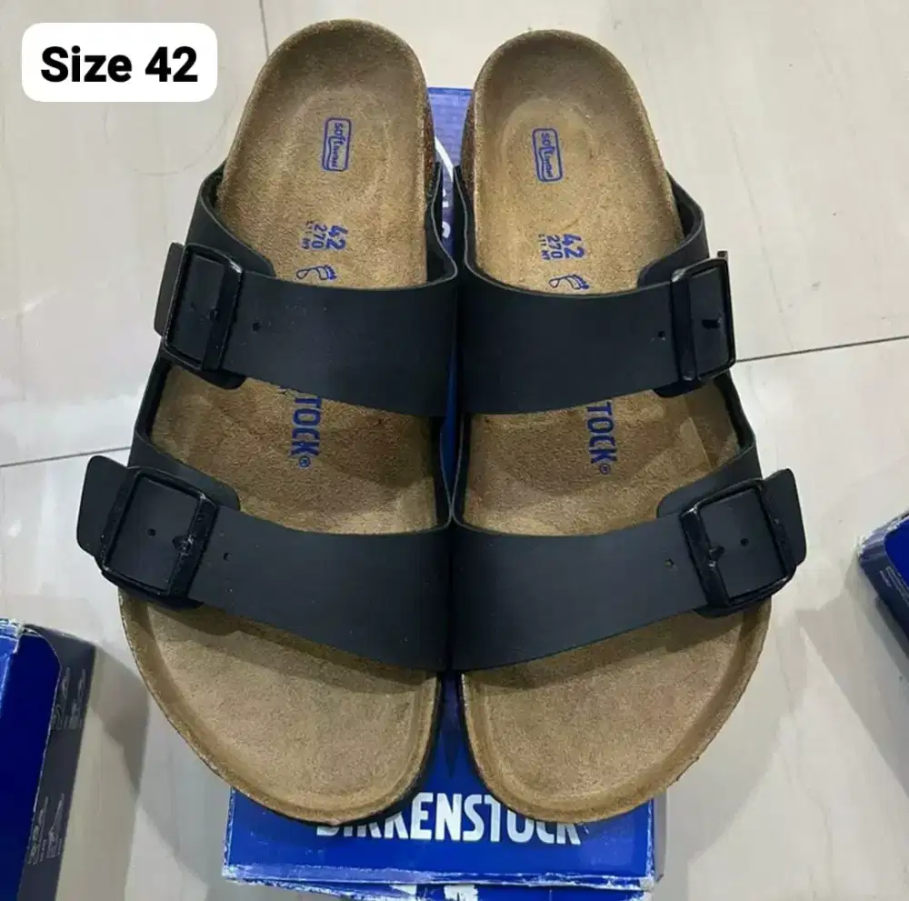 Sandal Birkenstock Arizona Soft Footbed Black 100% New Size 42