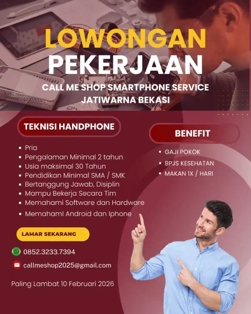 Lowongan Teknisi Handphone dan Laptop