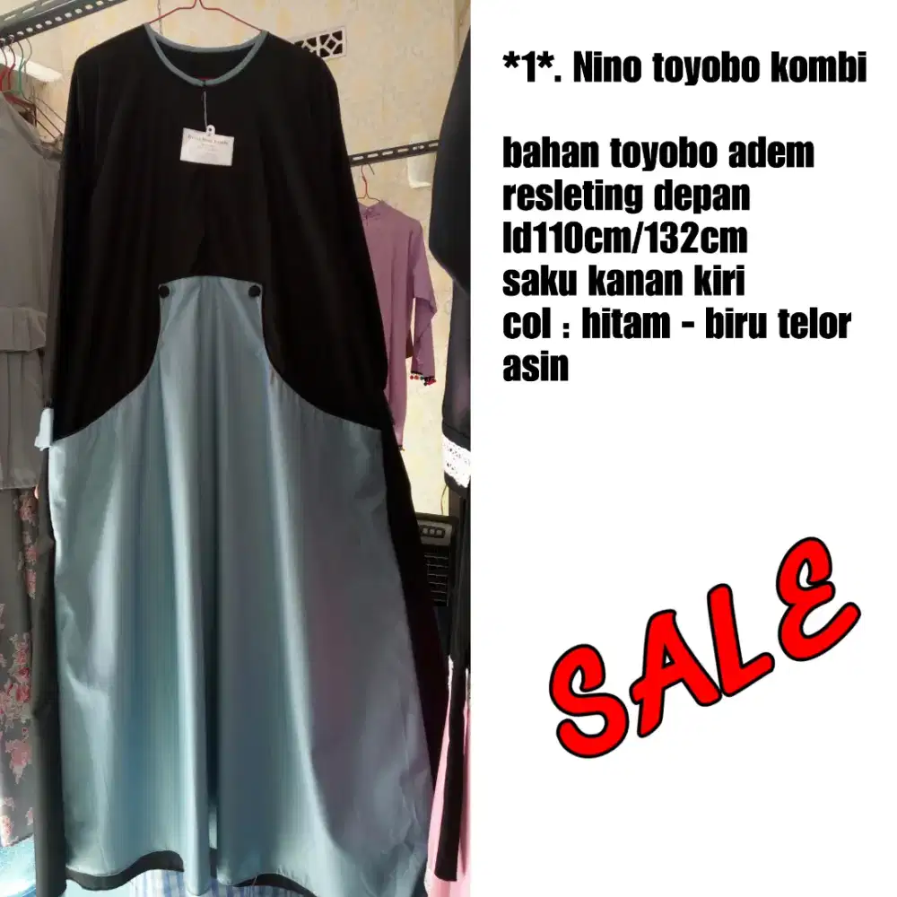 Gamis toyobo biru laut jumbo