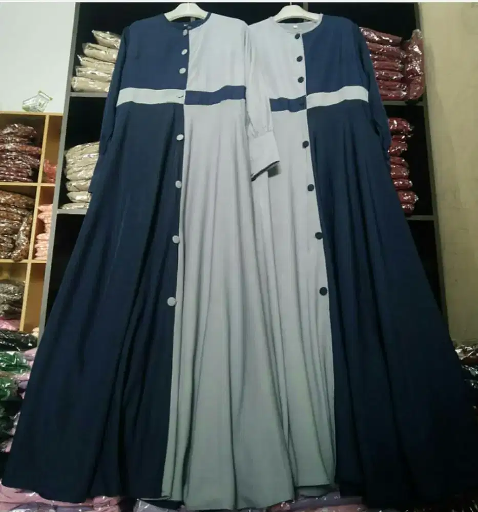 Gamis syar'i navy abu