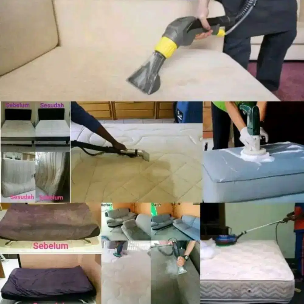Cuci Sofa, Cuci Springbed/Kasur, Cuci Jok Mobil, Cuci Plafon Mobil.