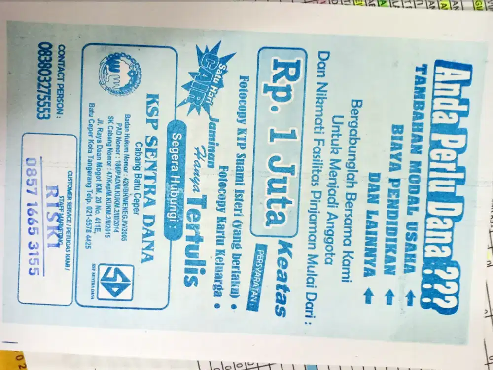 Lowongan/pinjaman ksp