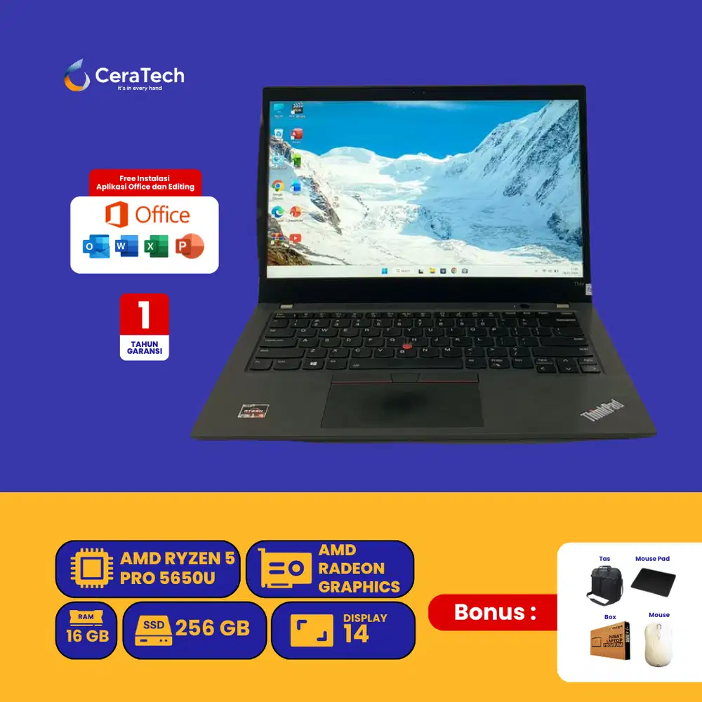 Lenovo ThinkPad T14S AMD Ryzen 5 Pro 5650U RAM 16 GB SSD 256 GB