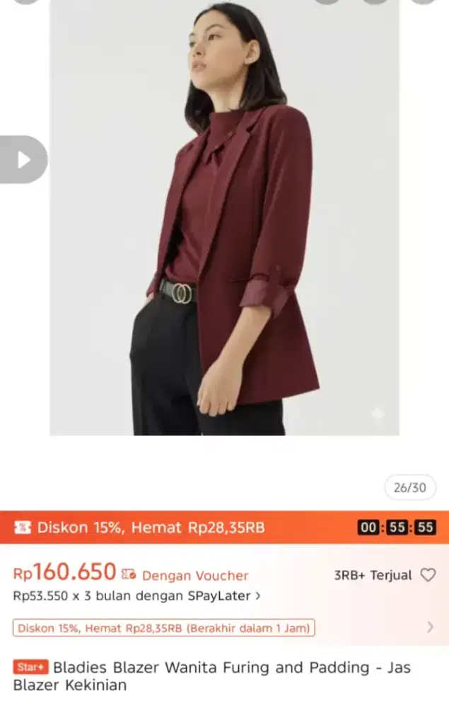 Bladies Blazer Wanita Furing And Padding