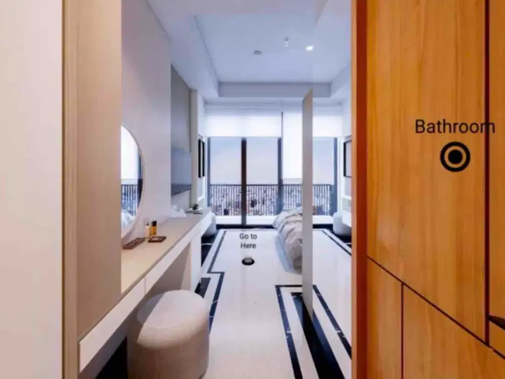 di sewa apartemen one bedroom / 1 BR full furnish baru belum pernah ditempati luas 43 m2 lokasi strategis di samara suites gatot Subroto jakarta selatan