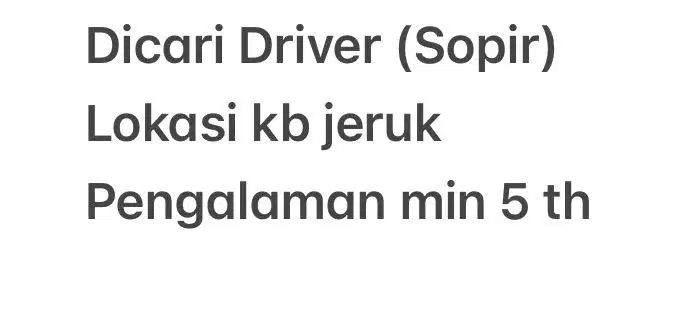 Dicari driver (supir)