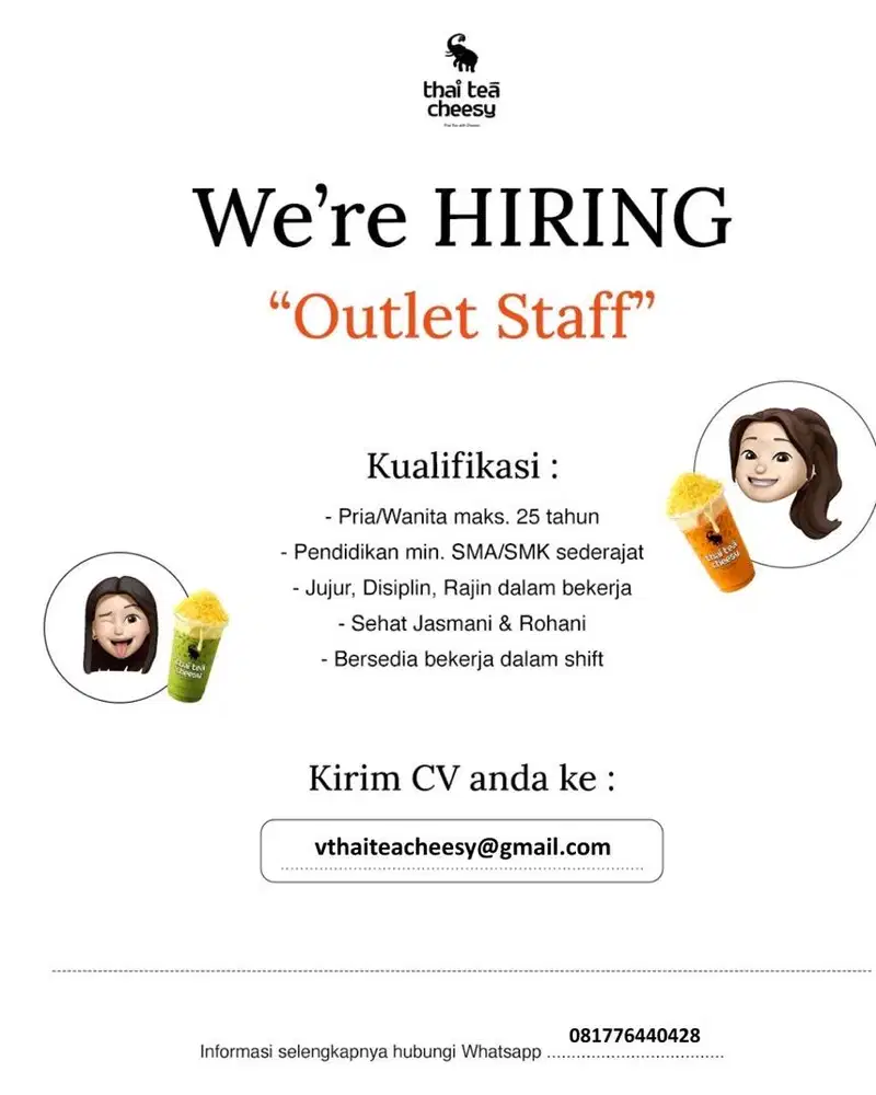 Outlet Staff / Jaga Booth Minuman