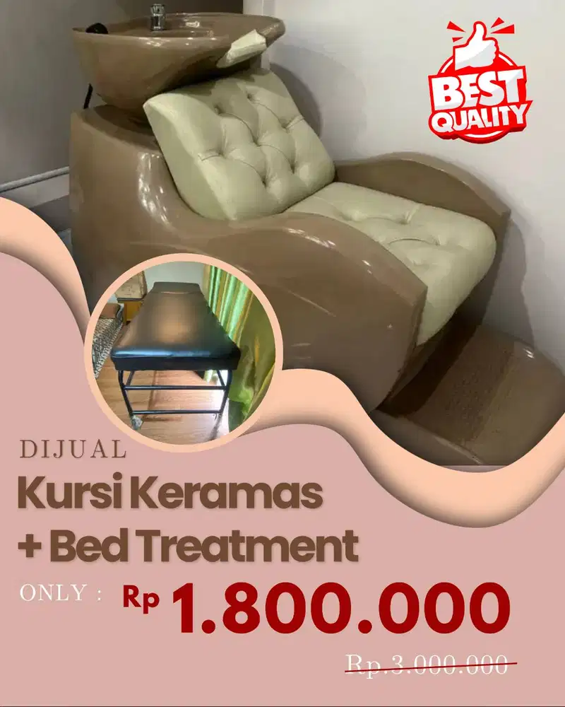 Dijual Bed Facial dan Kursi Keramas Salon Elegan & Nyaman, siap Pakai!