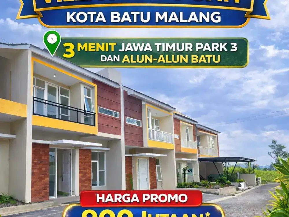 Villa Ready Unit Kota Batu Malang Bonus Mobil, 3 Menit Jawa Timur Park dan Alun-Alun