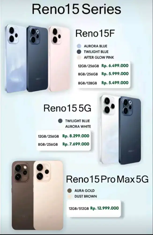 Open Pre order Oppo Reno 15 series
