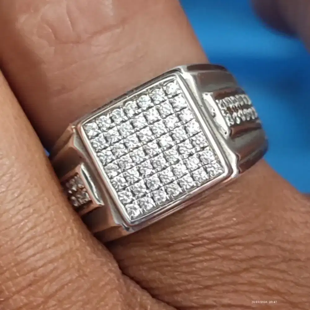 Cincin perak handmade micro setting bukan bacan,blue safir harga oleng