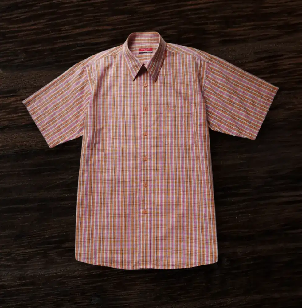 KEMEJA PIERE CARDIN KOTAK ORANGE, SIZE : XL (LD118, P76)