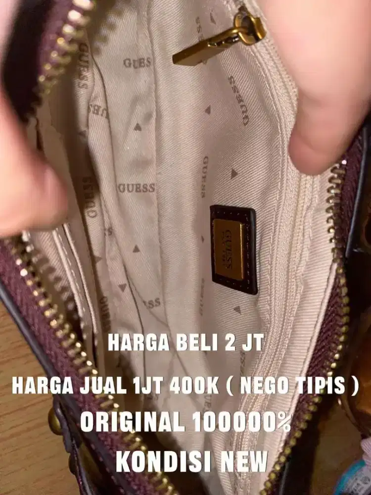 DIJUAL CEPAT !!! TAS ORIGINAL 100% MERK GUESS HOBO BAG LEATHER MAROON