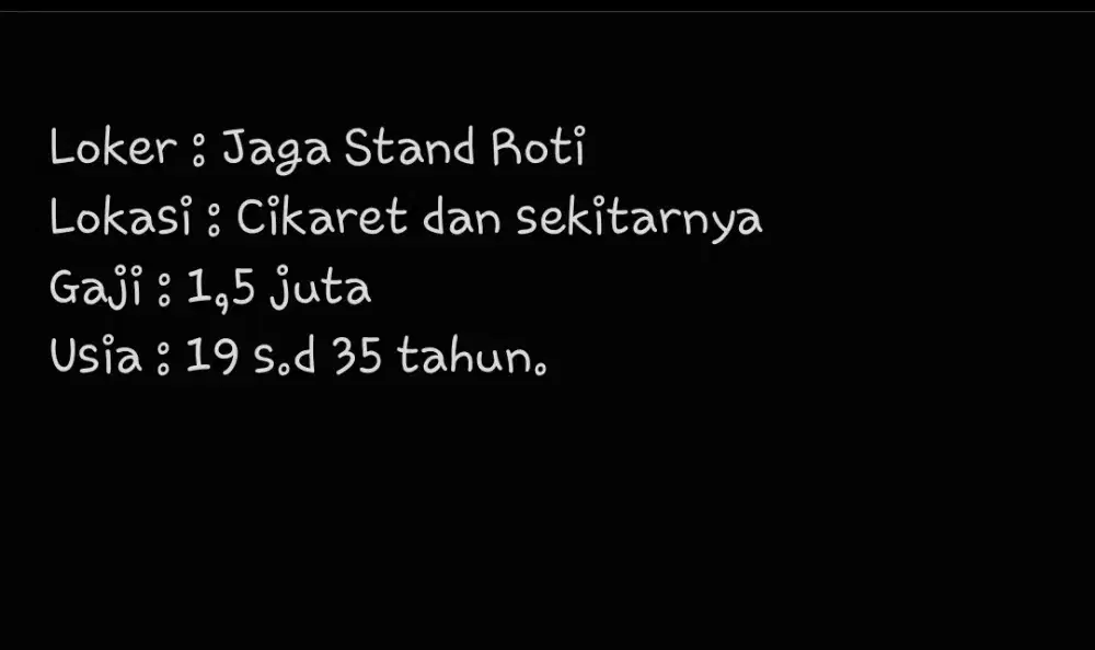 LOKER JAGA STAND ROTI