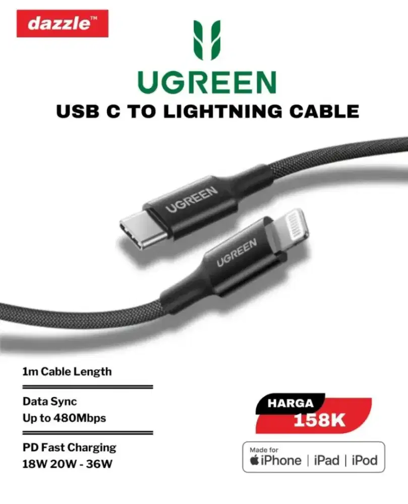 Ugreen kabel data 90943 type C to lightning
