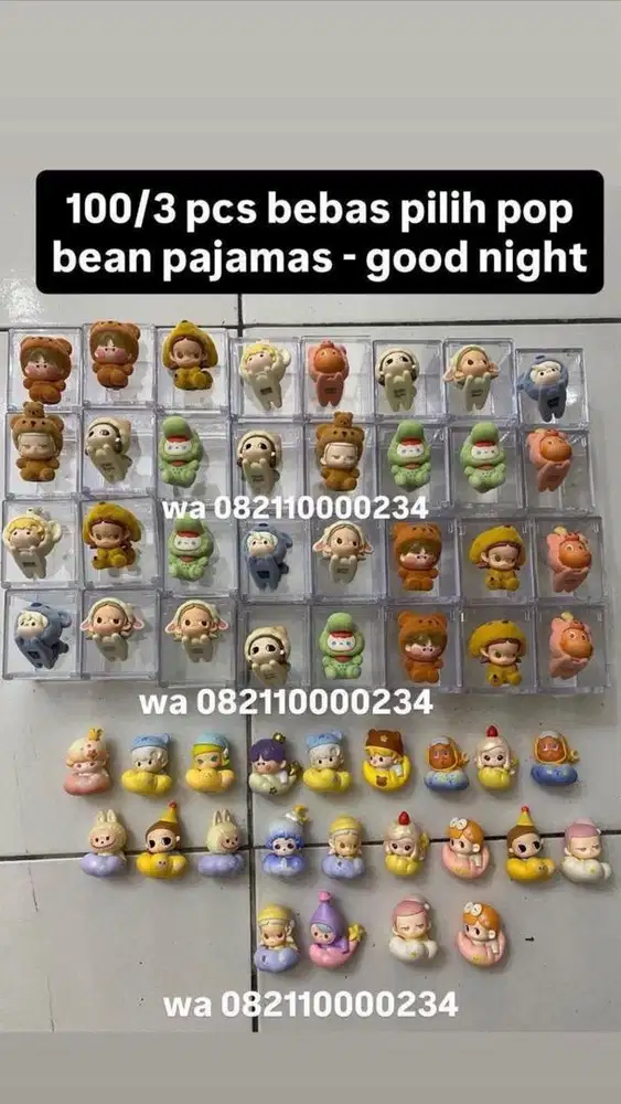 wts pop mart pop bean pajama , goodnight harga 100/3pcs bebas pilih