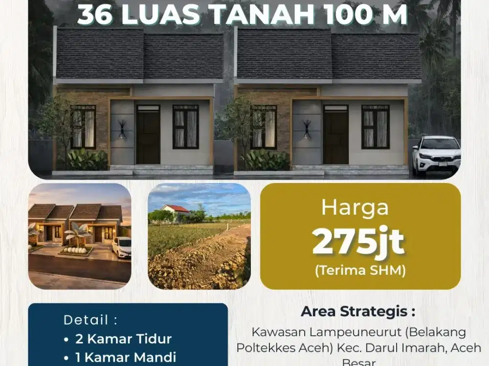 Dijual Rumah Type 36 – Luas Tanah 100 m² | Aceh Besar