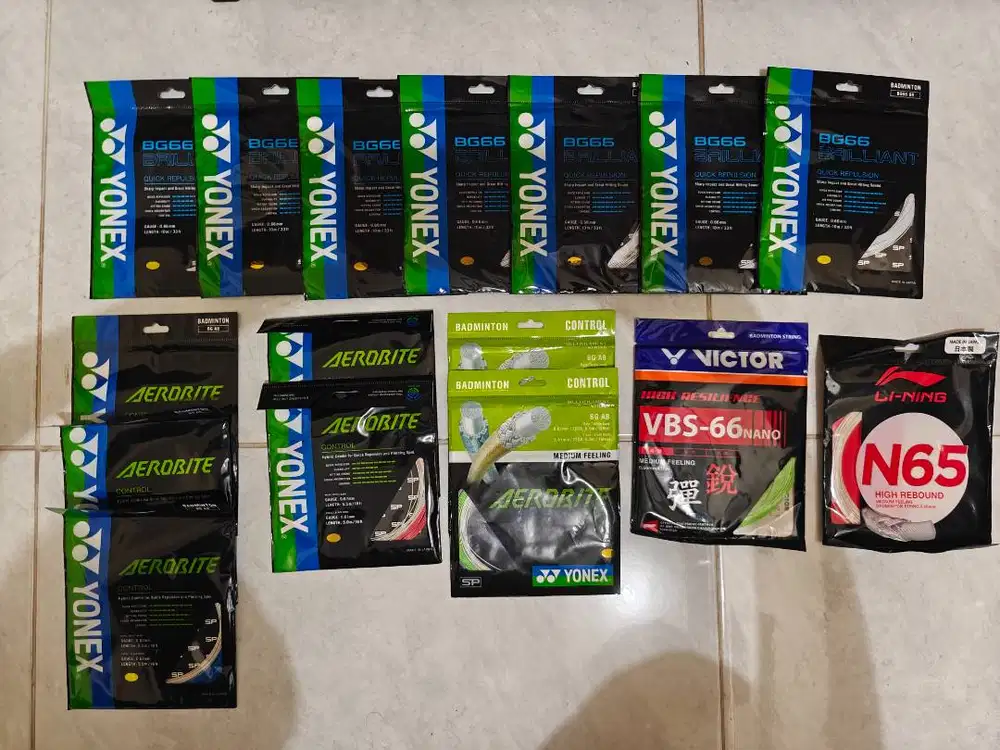 SENAR YONEX BG66 BRILIANT AEROBITE BG80 EXBOLT 68 LI NING N65 ORIGINAL