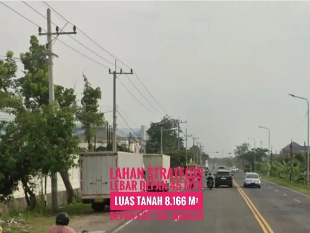 (AB) Dijual Tanah LD 45 mtr, depan Gerbang TOL MADIUN, Berkelas