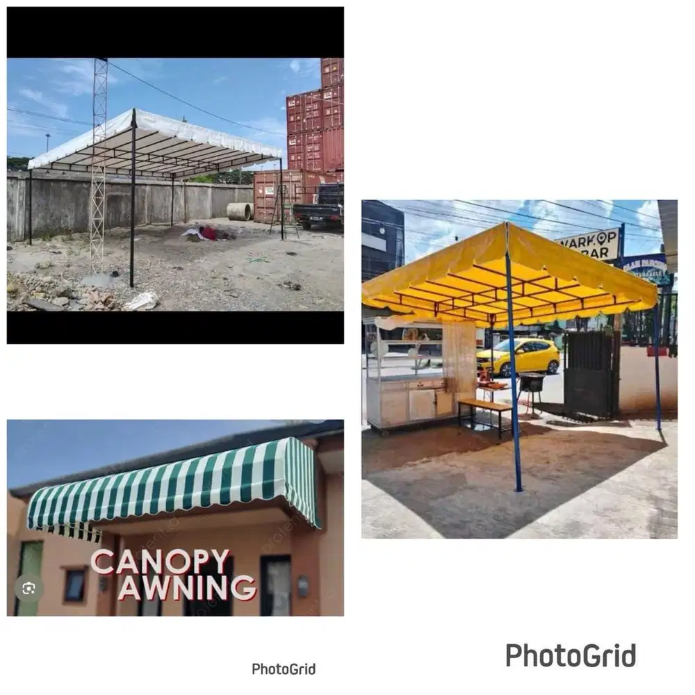 Tenda teratak, tenda awning, tenda kafe, tenda kanopi kain, tenda